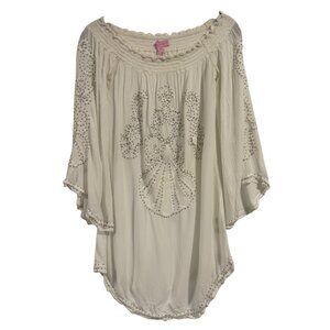 Lilly Pulitzer Bare Shoulder Gold Embellished White Rayon‎ Dress Size XXS